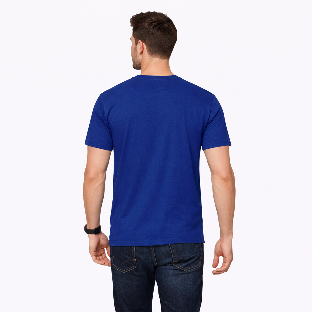Envast Men's Round Neck Cotton Royal Blue 'Live Your Dream' T-shirt
