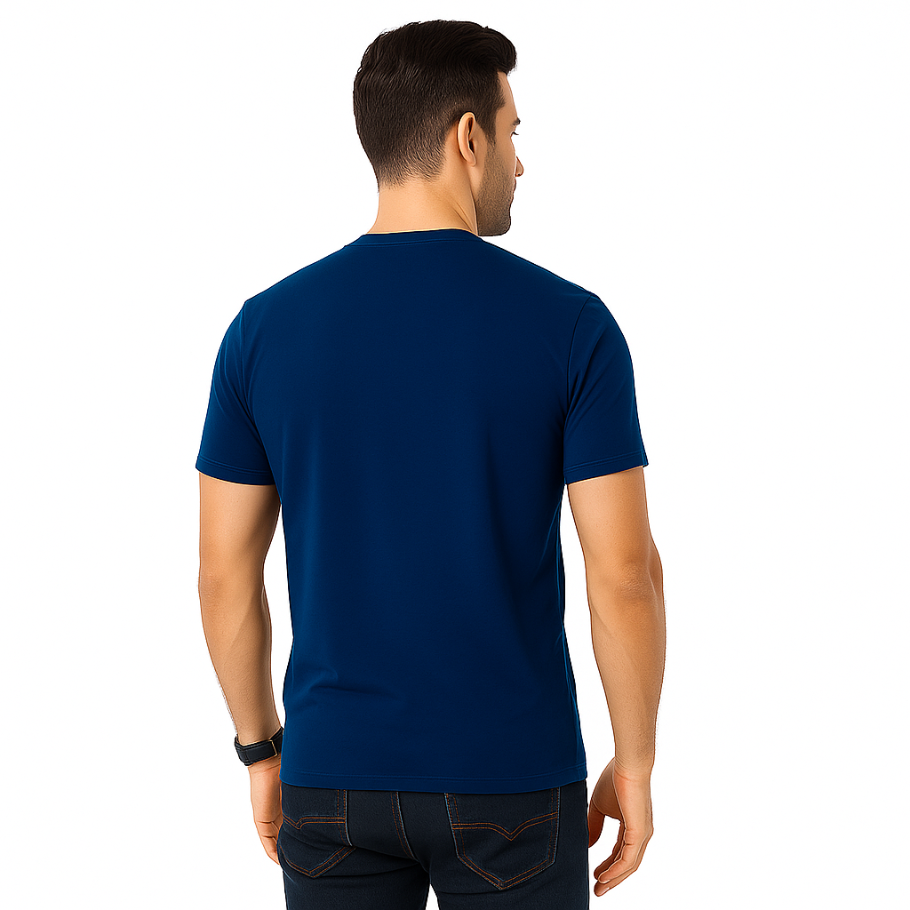 Envast Men's Round Neck Cotton Royal Blue 'Work Play Sleep' T-shirt
