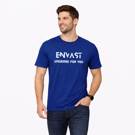 Envast Men's Round Neck Cotton Royal Blue 'Envast-Universe for You' T-shirt