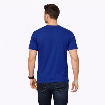 Envast Men's Round Neck Cotton Royal Blue 'Live Your Dream' T-shirt