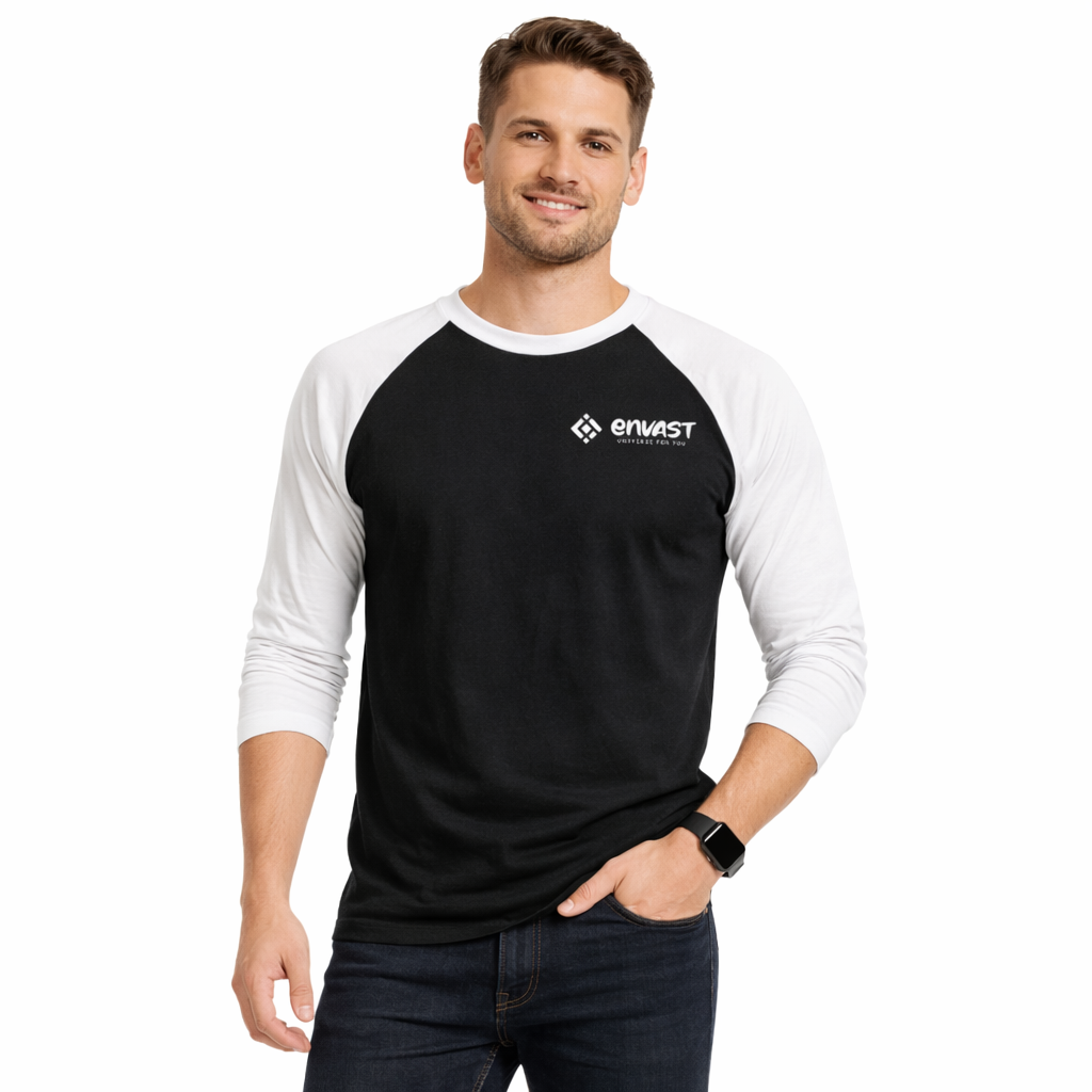 Envast Men's Raglan Cotton Black T-shirt