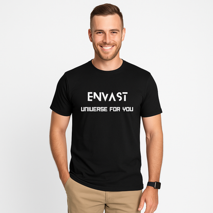 Envast-Universe for You Men's Round Neck Cotton Black T-shirt