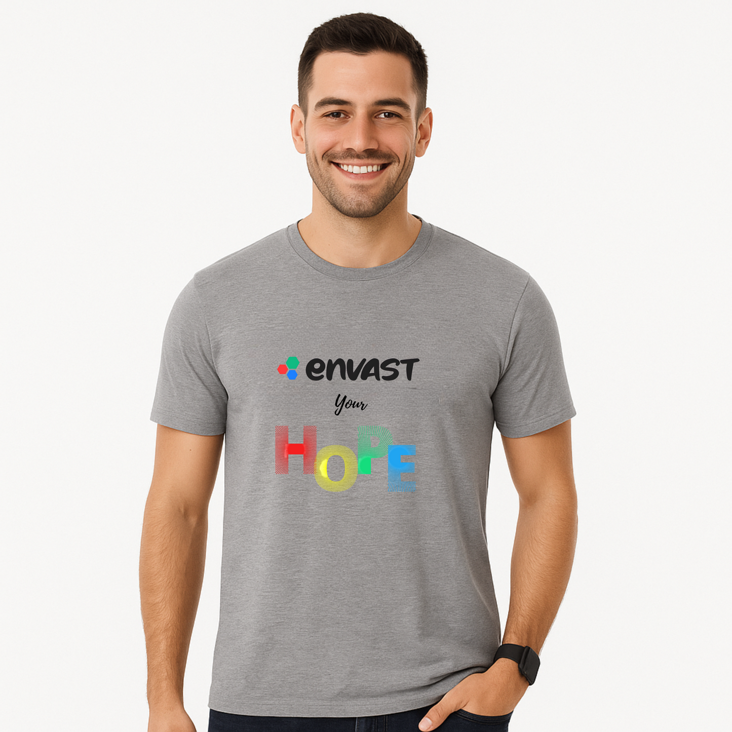 Envast Men's Round Neck Cotton Grey 'Envast Your Hope' T-shirt