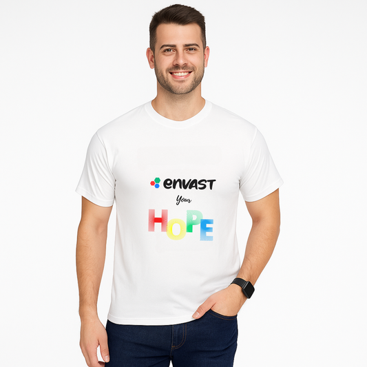 Envast Men's Round Neck Cotton White 'Envast Your Hope' T-shirt