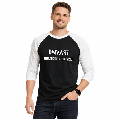 Envast Men's Raglan Cotton 'Envast-Universe for You' Black T-shirt