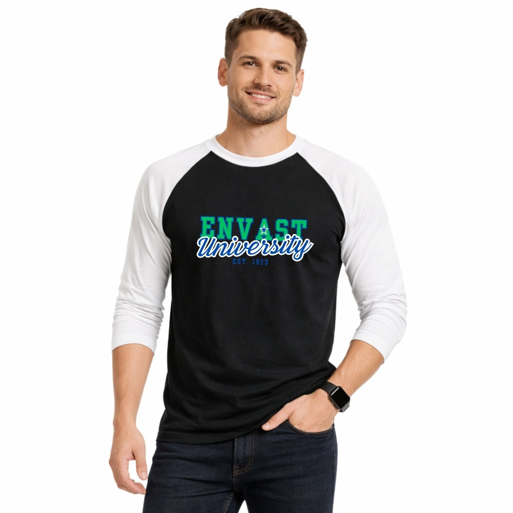 Envast Men's Raglan Cotton 'Envast University' Black T-shirt