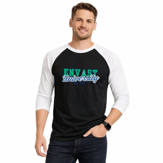 Envast Men's Raglan Cotton 'Envast University' Black T-shirt