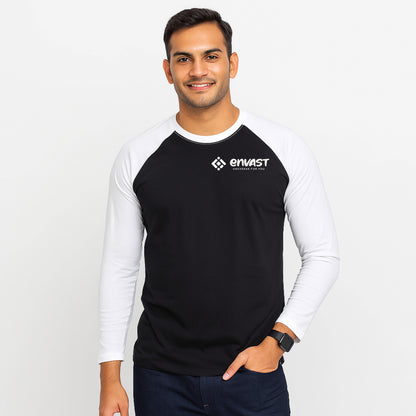 Envast Men's Raglan Cotton Black T-shirt