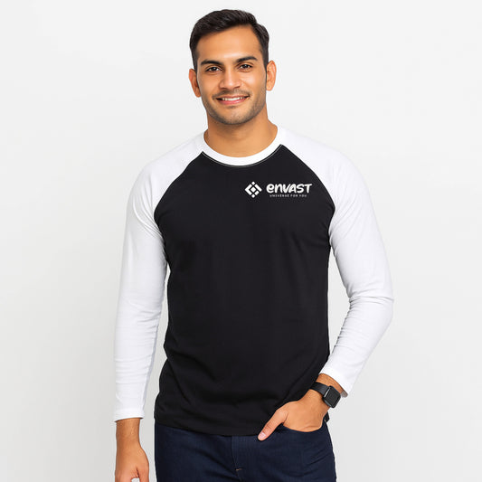 Envast Men's Raglan Cotton Black T-shirt