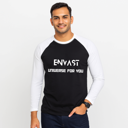 Envast Men's Raglan Cotton 'Envast-Universe for You' Black T-shirt