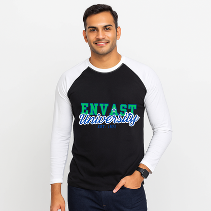 Envast Men's Raglan Cotton 'Envast University' Black T-shirt