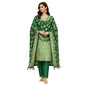 Banarasi Silk Green Jacquard Zari Booti Contrast Border Suit
