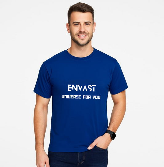 Envast Men's Round Neck Cotton Royal Blue 'Envast-Universe for You' T-shirt