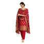 Banarasi Silk Red Jacquard Zari Booti Border Suit