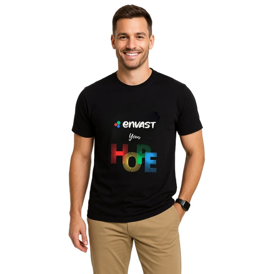 Envast Men's Round Neck Cotton Black T-shirt