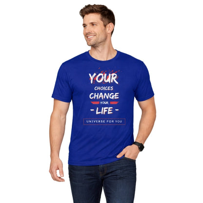 Envast Men's Round Neck Cotton Royal Blue 'Your Choices' T-shirt