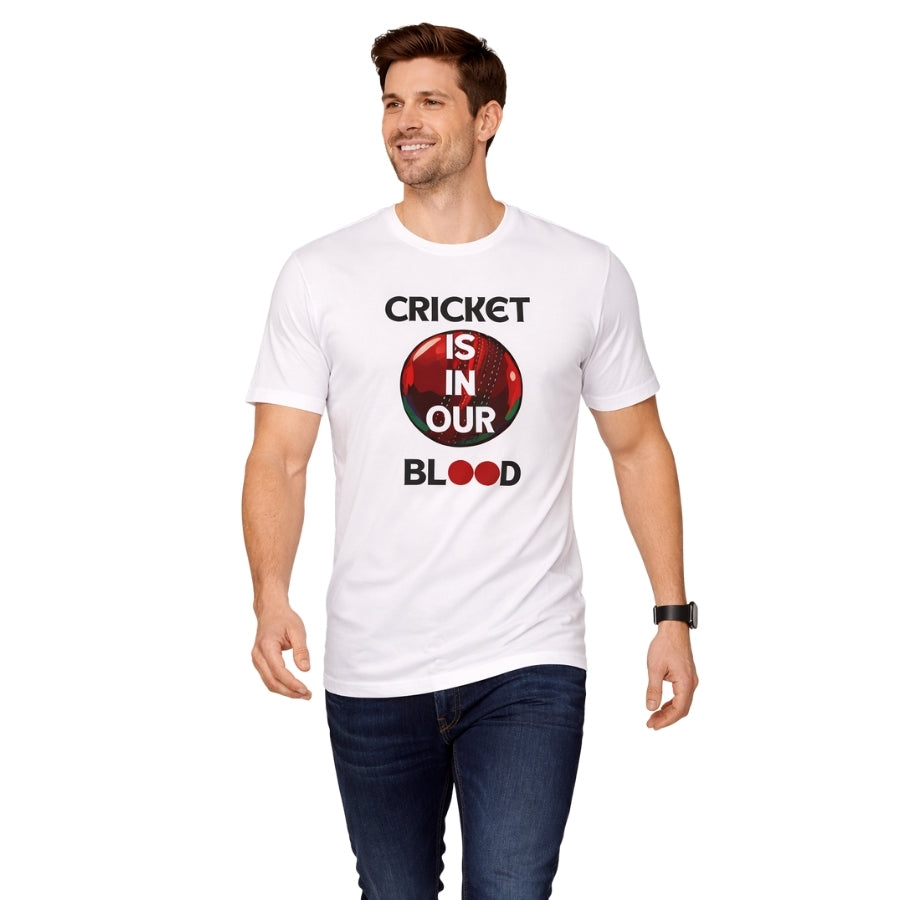 Envast Men's Round Neck Cotton White 'Cricket Is in Our Blood' T-shirt