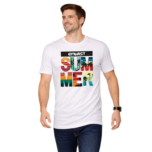 Envast Men's Round Neck Cotton White 'Envast Summer' T-shirt
