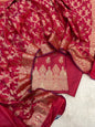 Banarasi Silk Red Jacquard Zari Booti Border Suit