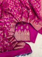 Banarasi Silk Dark Pink Jacquard Zari Booti Border Suit